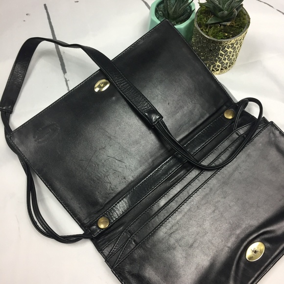 Vintage black leather folding clutch - Picture 6 of 8